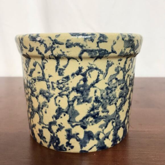 Robinson Ransbottom Roseville Ohio VTG USA Made Spongeware Pottery Planter Pot - Picture 4 of 10